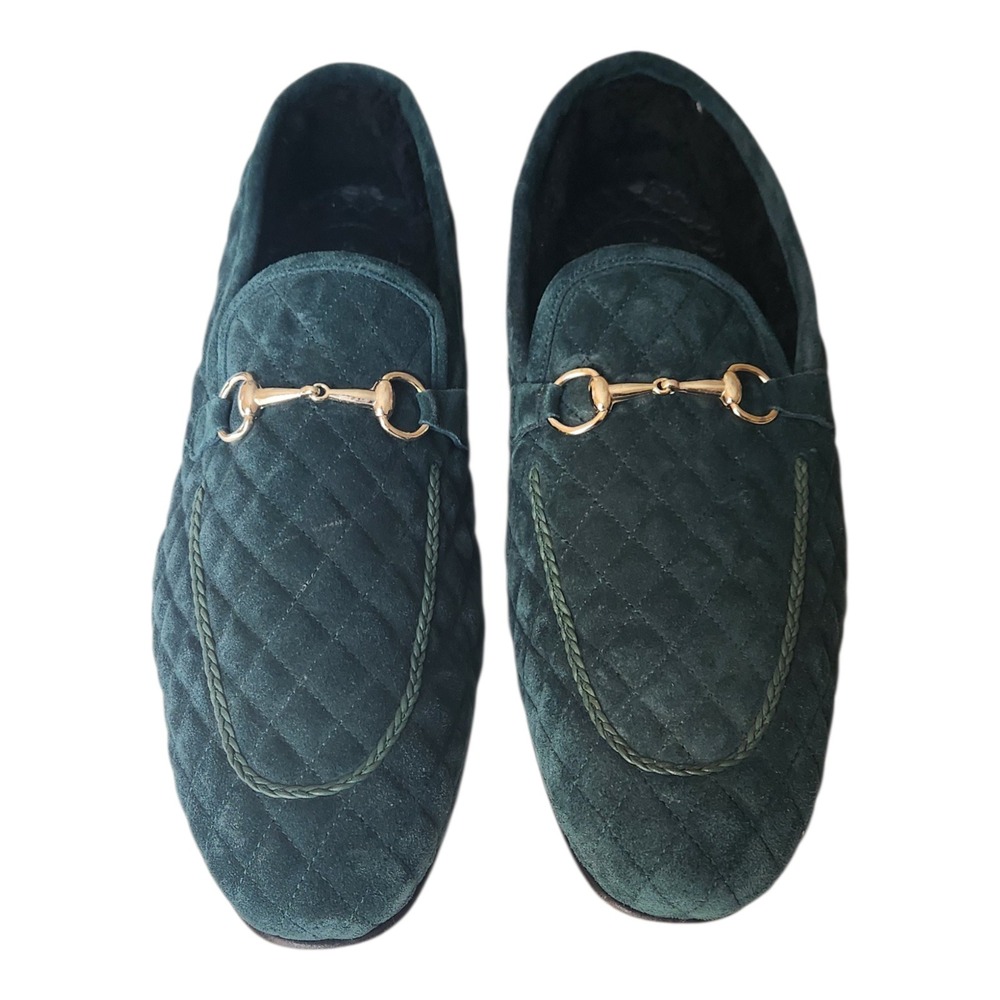 Mezlan 13287 Quilted Suede Bit Loafers Green Mens 13 M Made in Spain